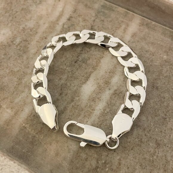 Jewelry - 925 Sterling Silver Chunky Chain Link Bracelet Silver Large Link Bracelet